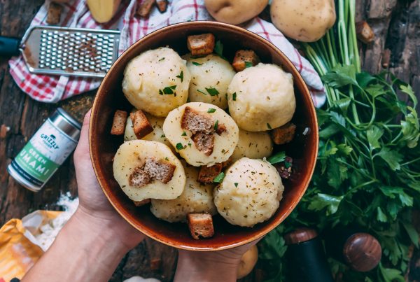 Kartoffelklöße aufgeschnitten