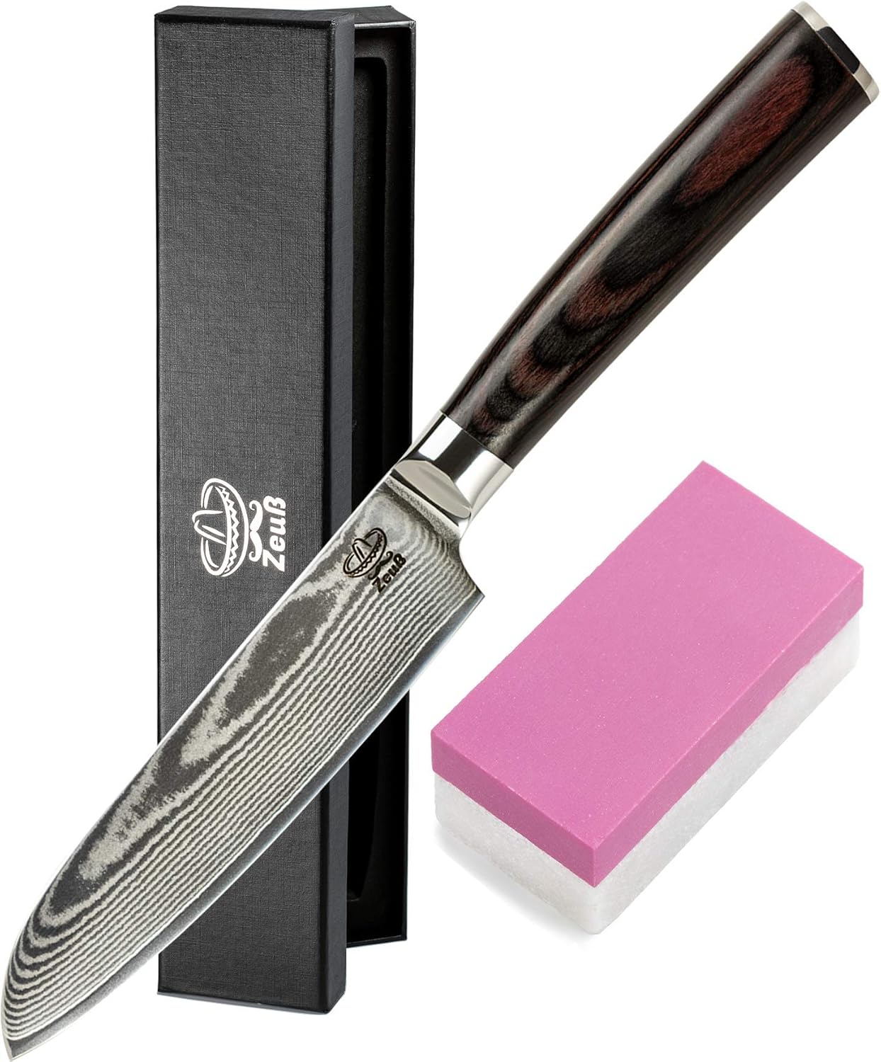 Damastmesser Santoku Messer L (24 cm) Profi-Kochmesser aus echtem 67 Lagen Damas