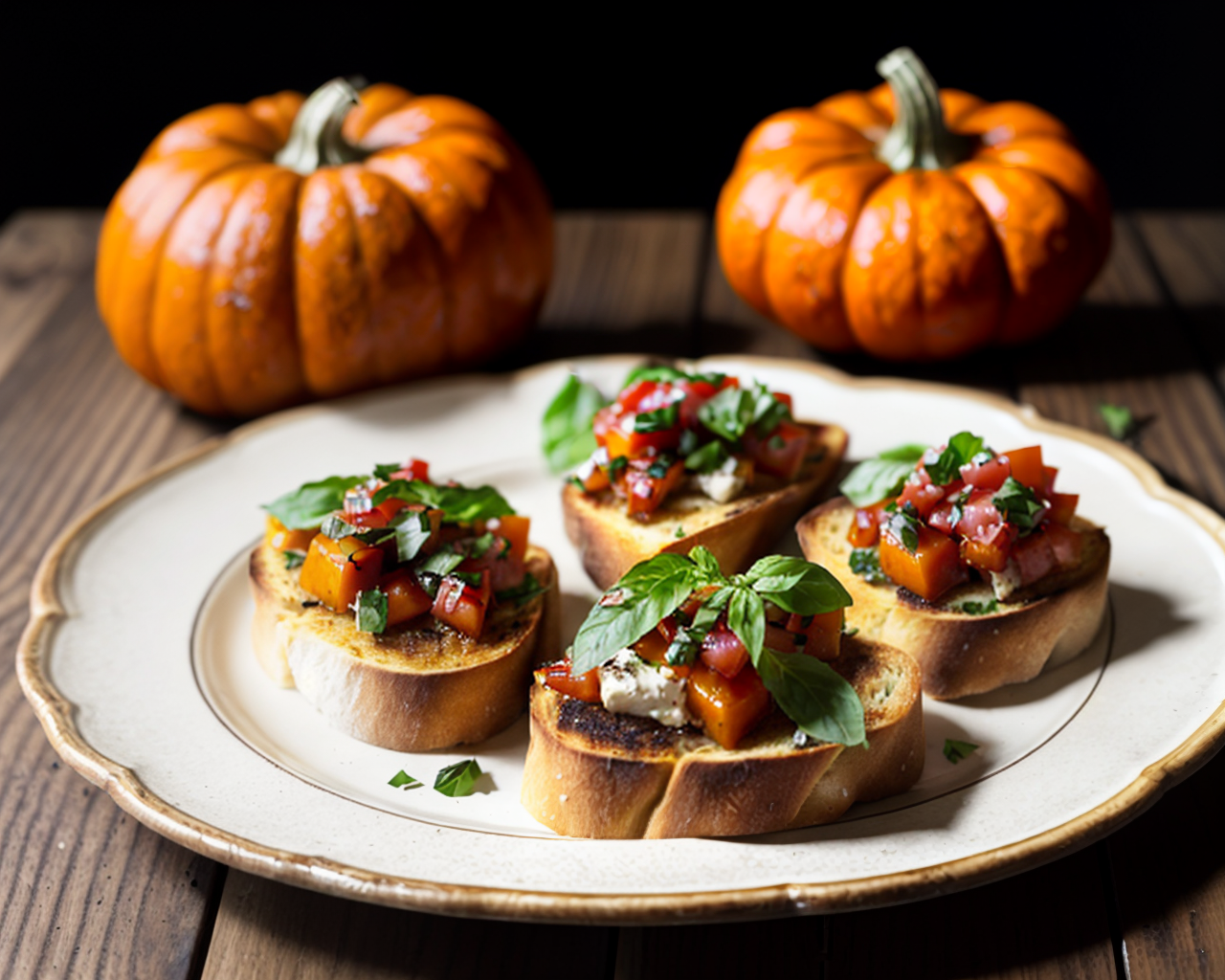 Bruschetta mit Kürbis und Ziegenäse
