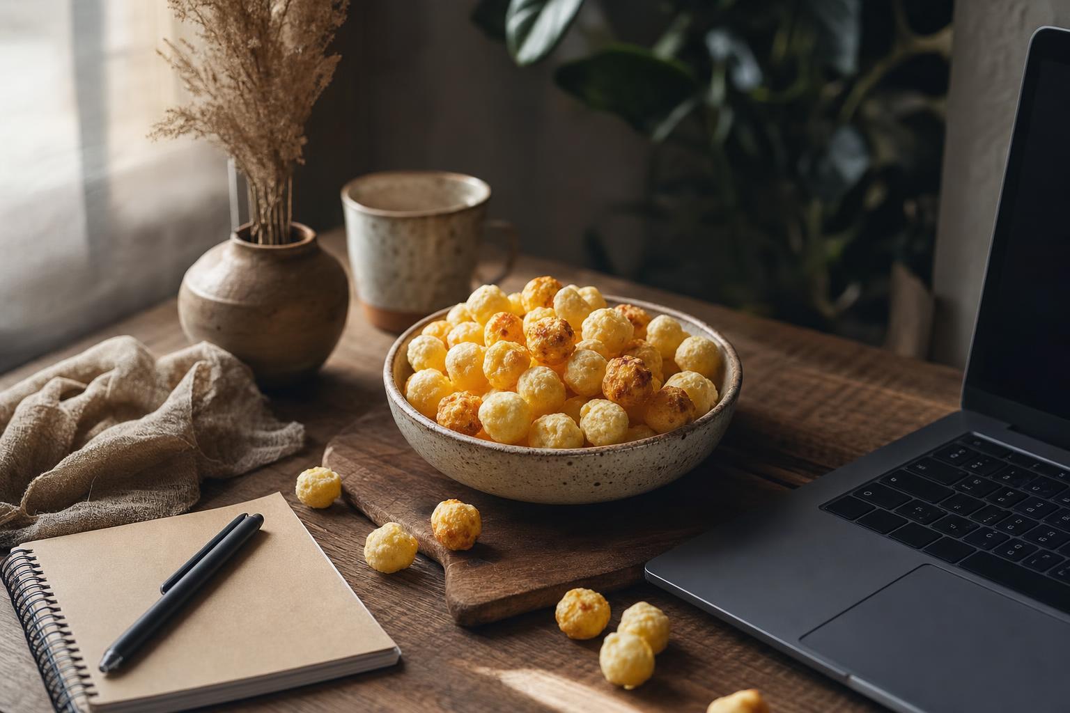 Cheese Pops am Schreibtisch