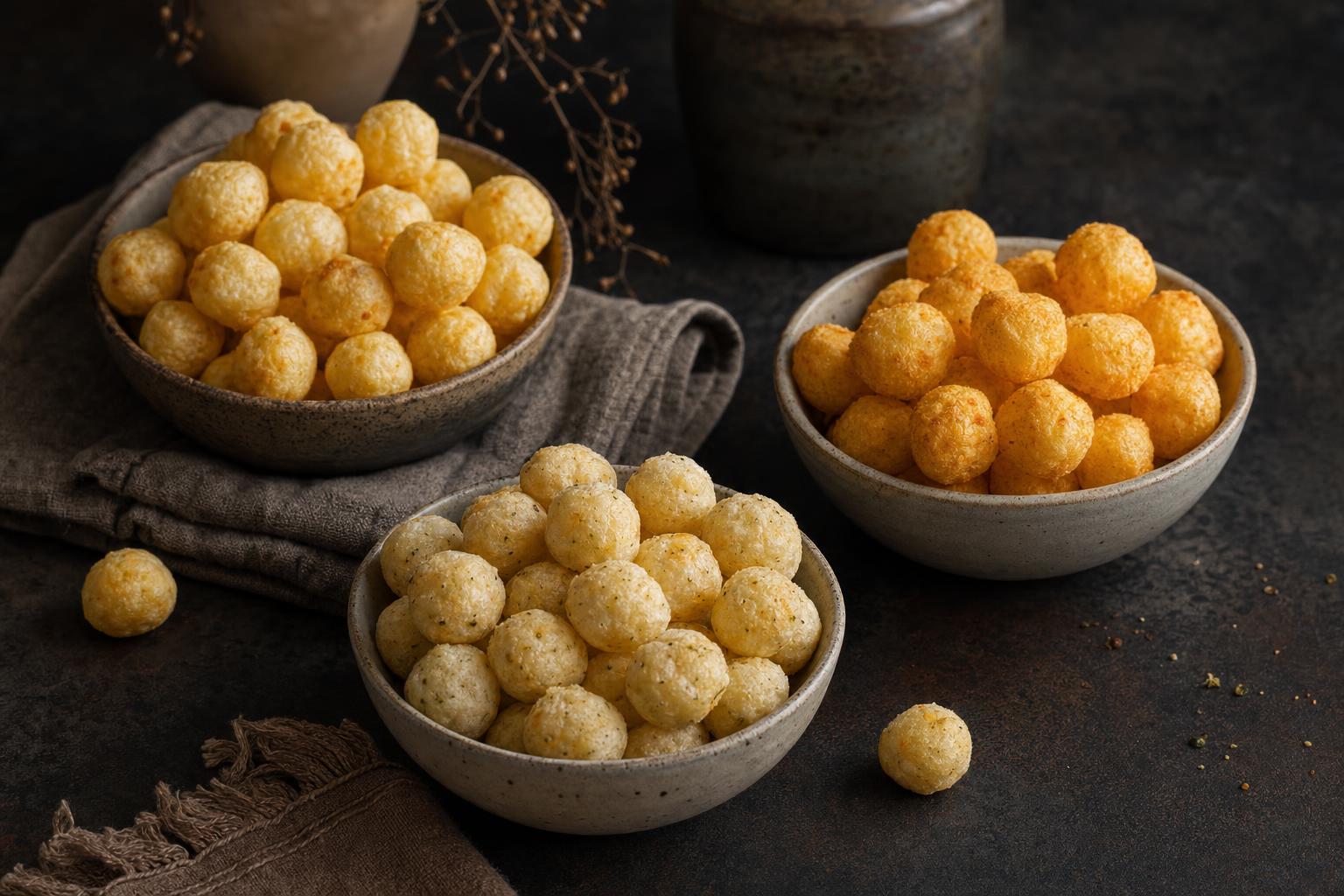 Cheese Pops FAQ: drei Sorten angerichtet