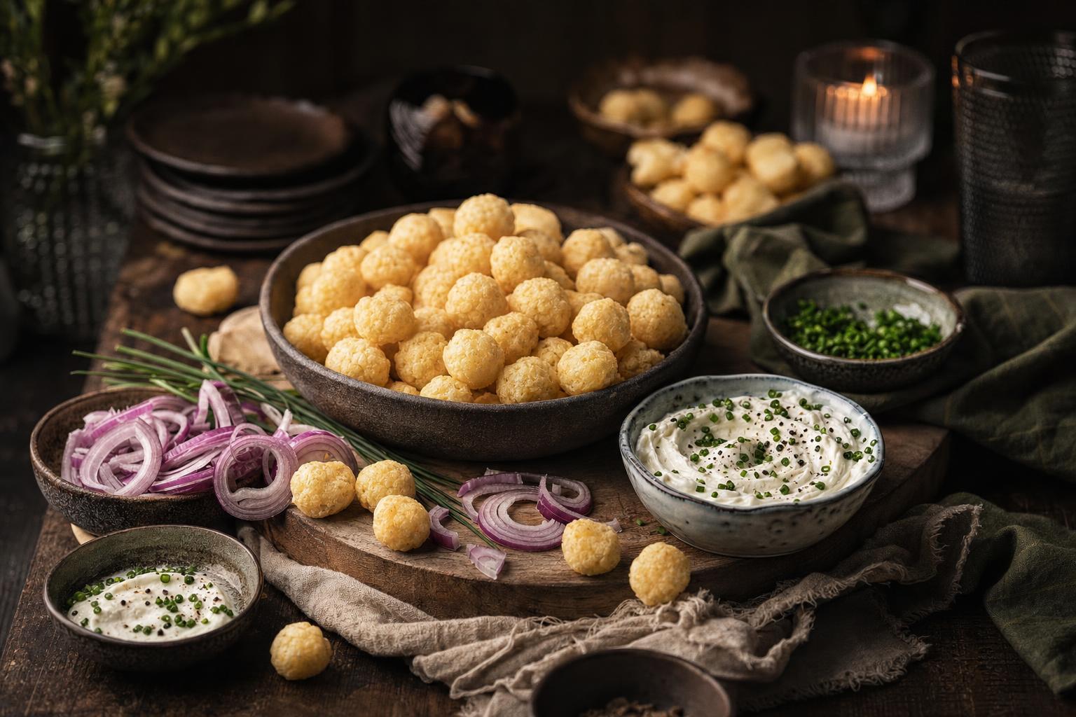 Party-Board mit Cheese Pops Sour Cream