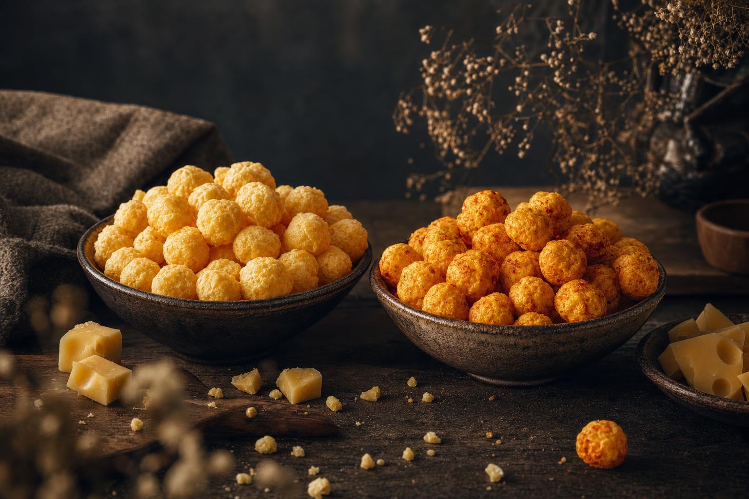 Zwei Schalen Mild und Cheese Pops Strong
