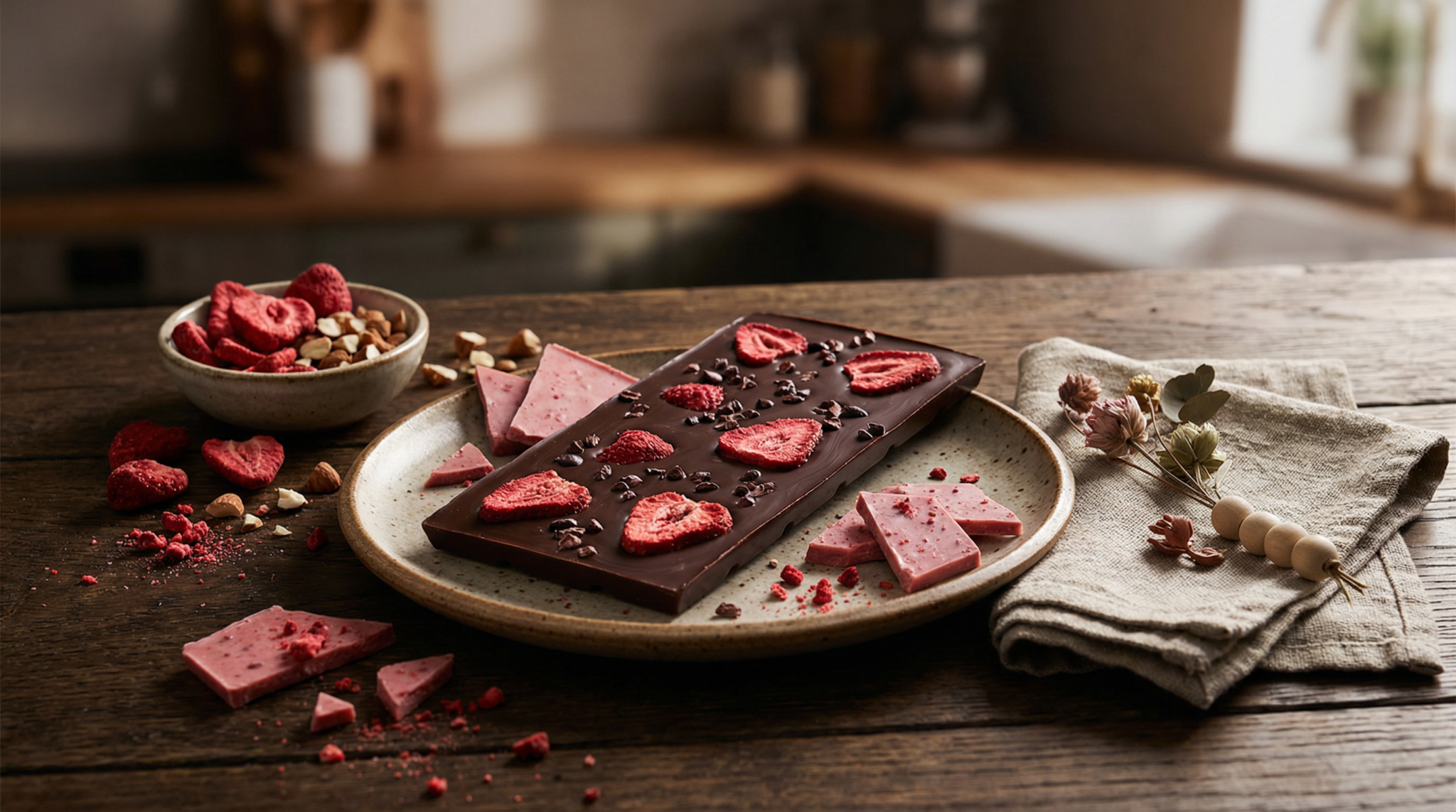 gefriergetrocknete erdbeeren schokolade