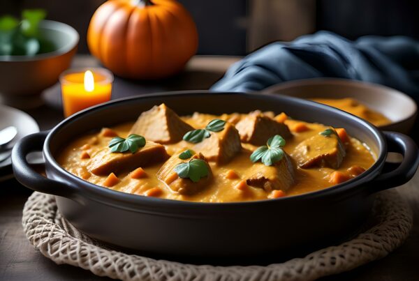 hähnchenauflauf mit kürbissauce