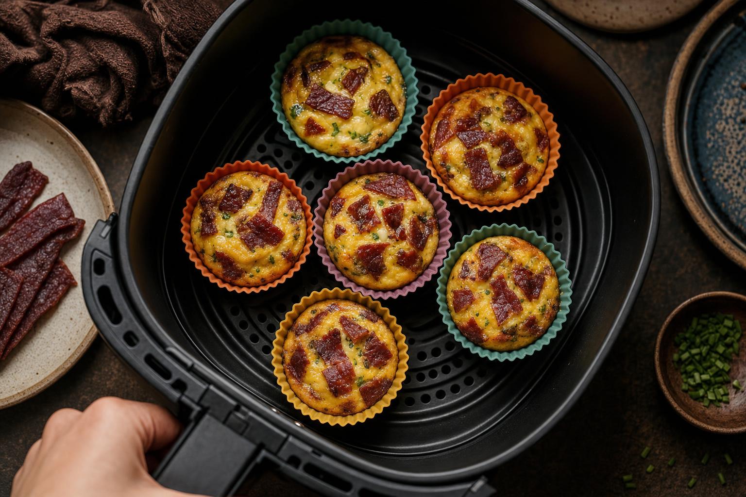 Jerky Muffins Airfryer in Silikonform im Korb