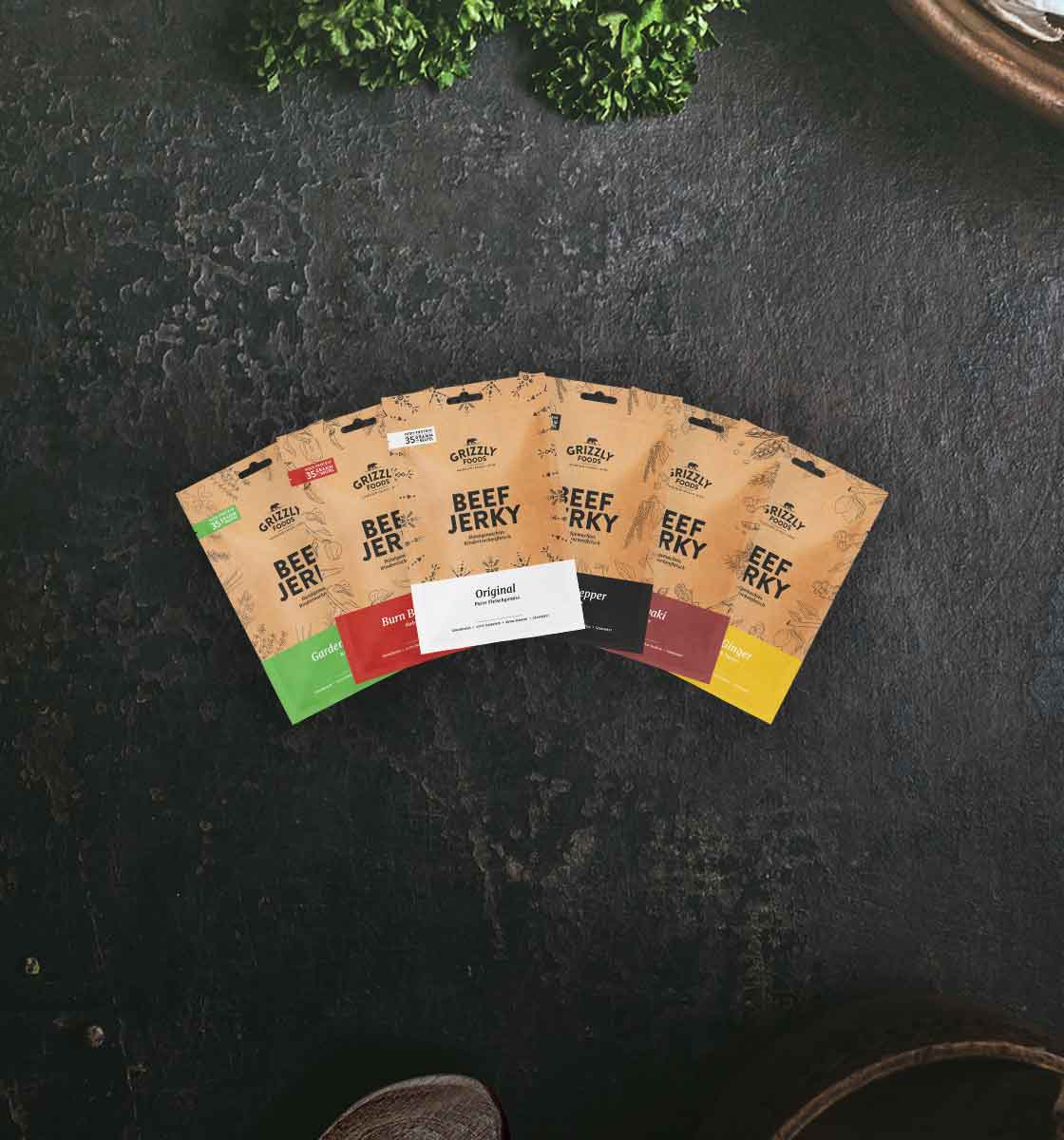 Die 6 Beef Jerky Sorten von Grizzly Foods